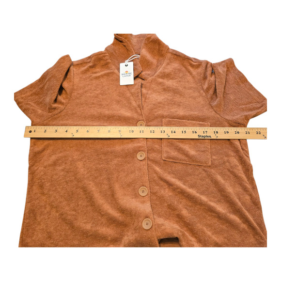 Marine Layer Terry Out Resort Shirt Womens Size L Sierra/Brown Preppy Casual - Picture 8 of 10